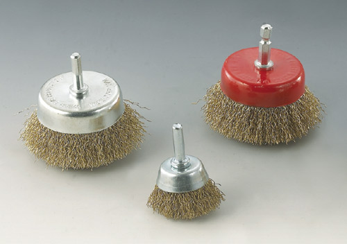 Shaft-mounted cup brushes
